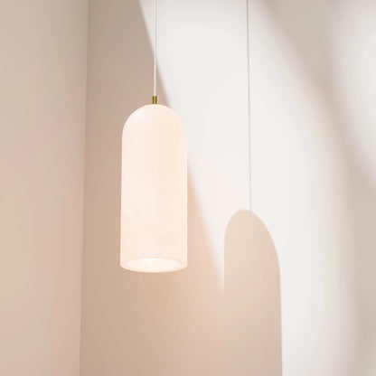 Calibo Bower Modern Alabaster Stone 1 Light Pendant Light - Brass