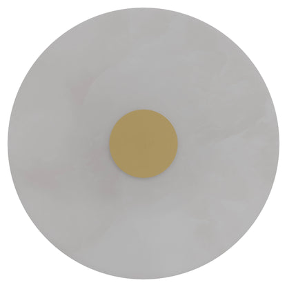 Calibo Bower Modern Alabaster Stone 200mm Round Wall Light - Brass