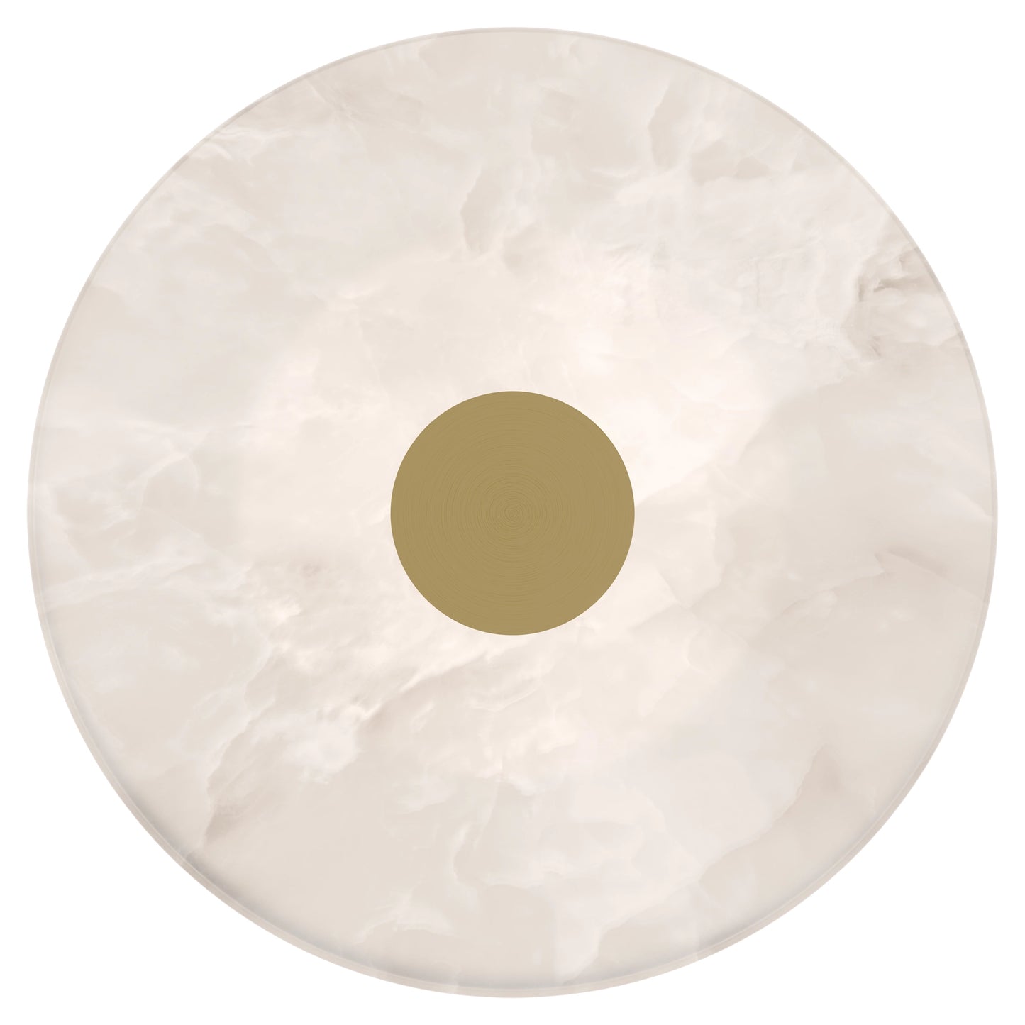Calibo Bower Modern Alabaster Stone 200mm Round Wall Light - Brass