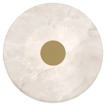 Calibo Bower Modern Alabaster Stone 200mm Round Wall Light - Brass