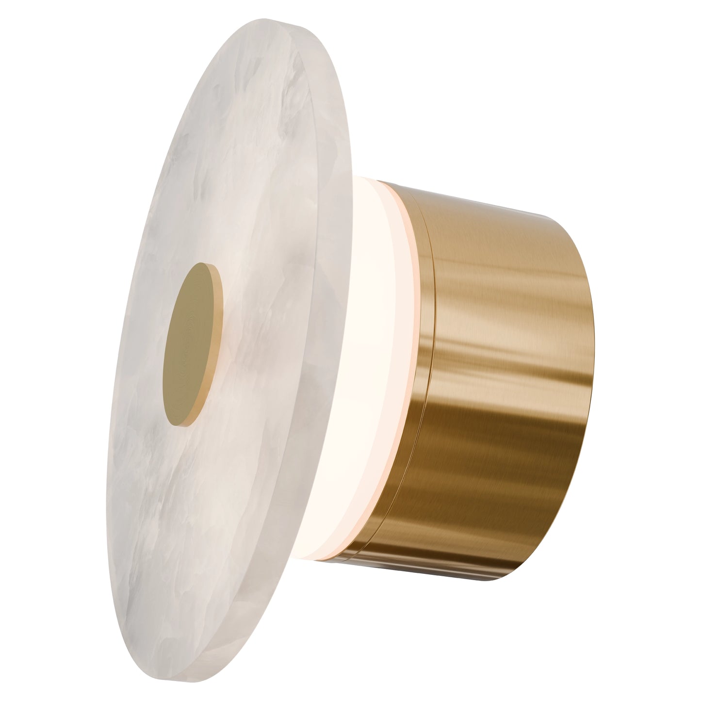 Calibo Bower Modern Alabaster Stone 250mm Round Wall Light - Brass