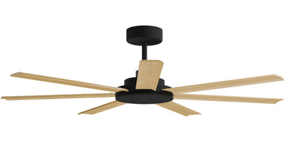 Calibo Alula 60" (1524mm) 7 Blade Indoor/Outdoor DC Ceiling Fan & Remote - Black & Bamboo