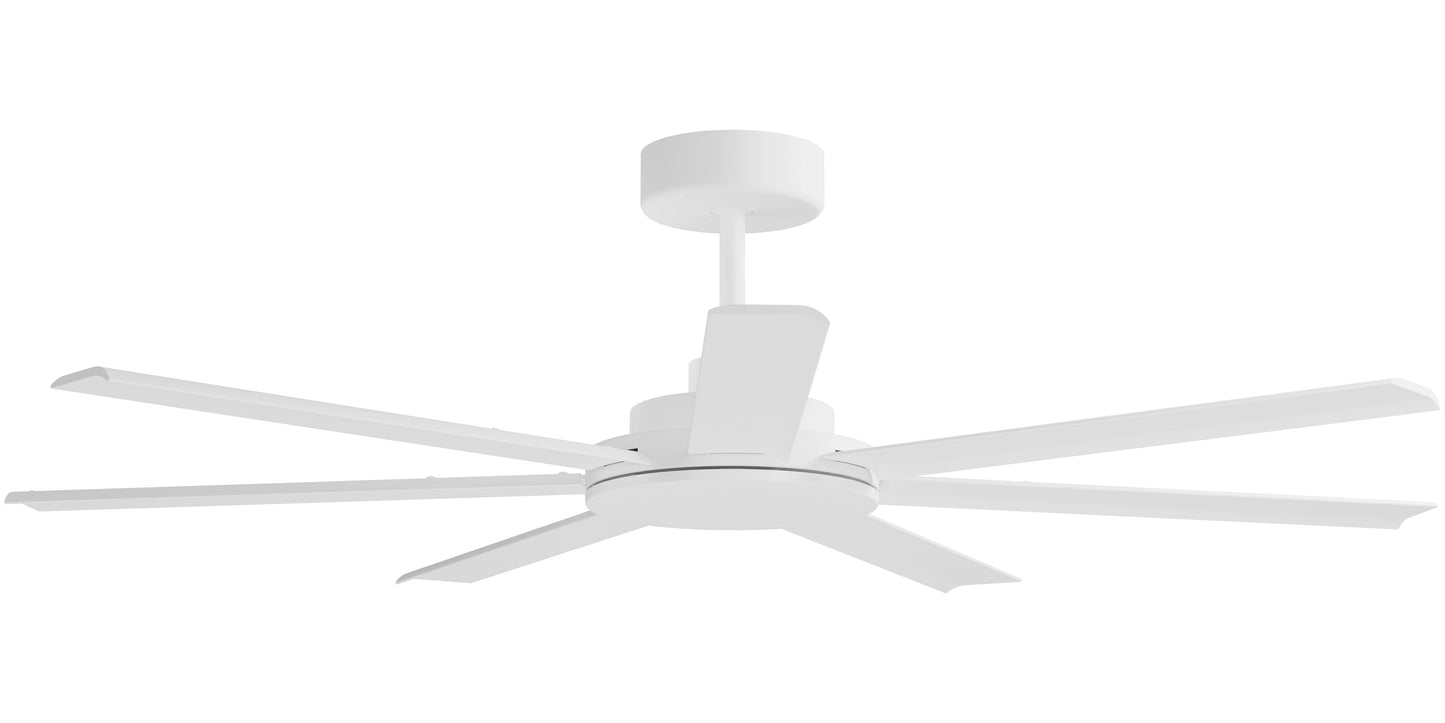 Calibo Alula 60" (1524mm) 7 Blade Indoor/Outdoor DC Ceiling Fan & Remote - White