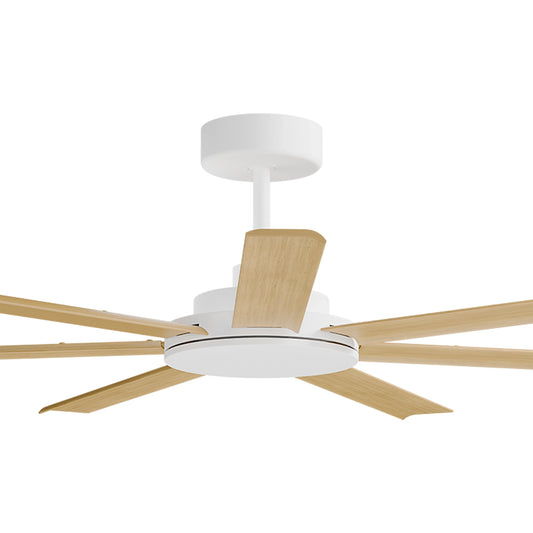 Calibo Alula 60" (1524mm) 7 Blade Indoor/Outdoor DC Ceiling Fan & Remote - White & Bamboo
