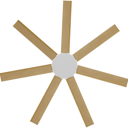 Calibo Alula 60" (1524mm) 7 Blade Indoor/Outdoor DC Ceiling Fan & Remote - White & Bamboo