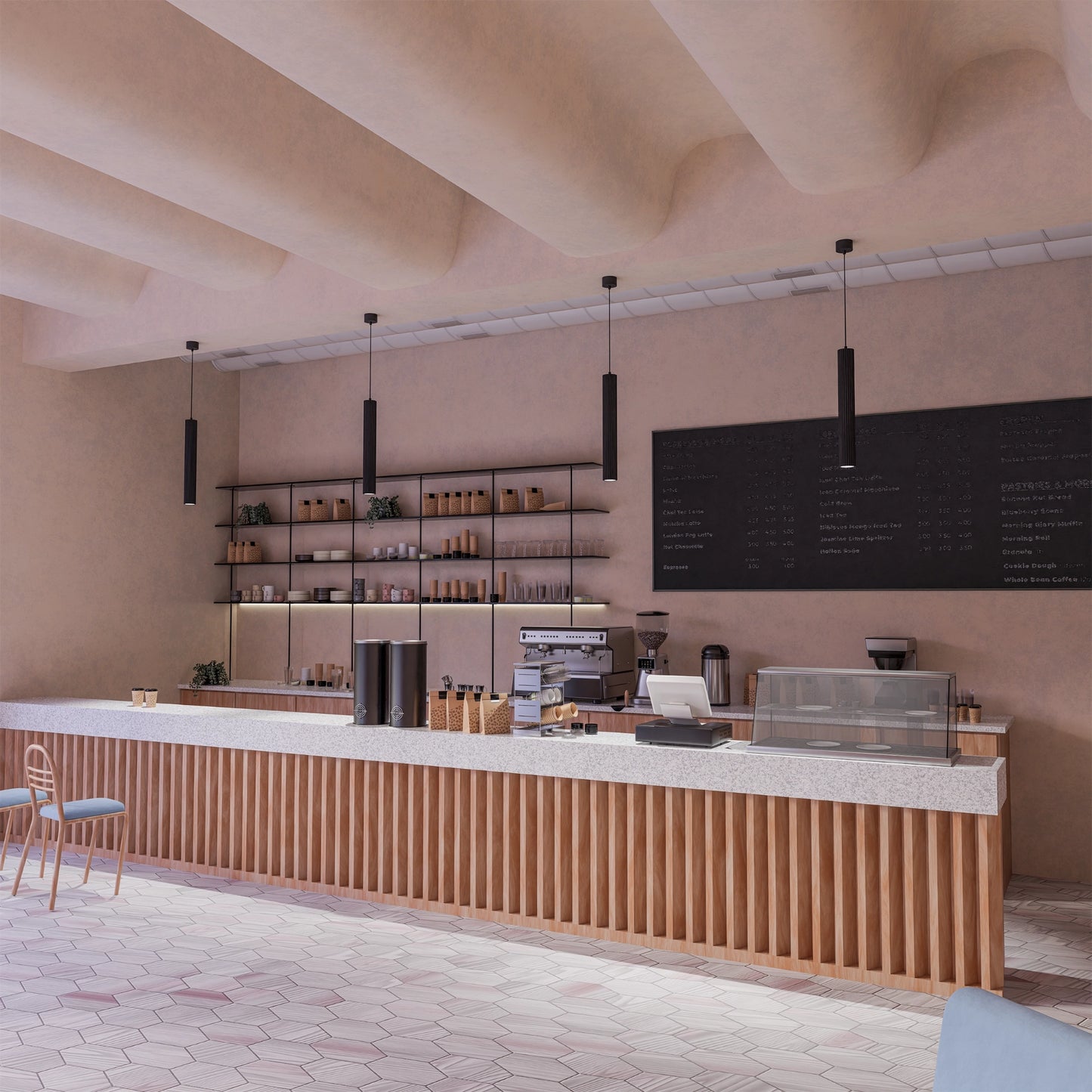 Calibo Canary Fluted 500mm Pendant - Black