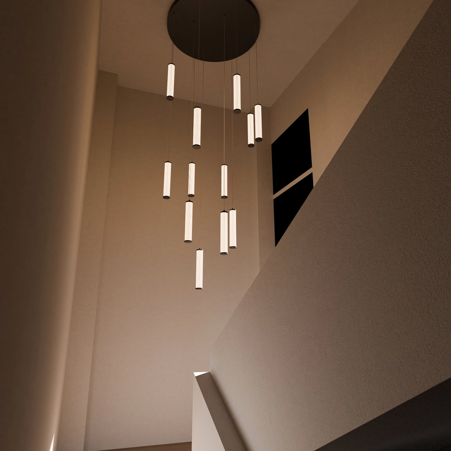 Calibo Charm Modern Fluted 12 Light Cluster Pendant Light - Black