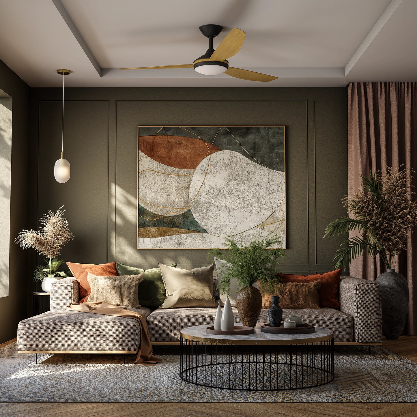 Calibo Lark Diamond Pattern 150mm Glass Pendant - Opal