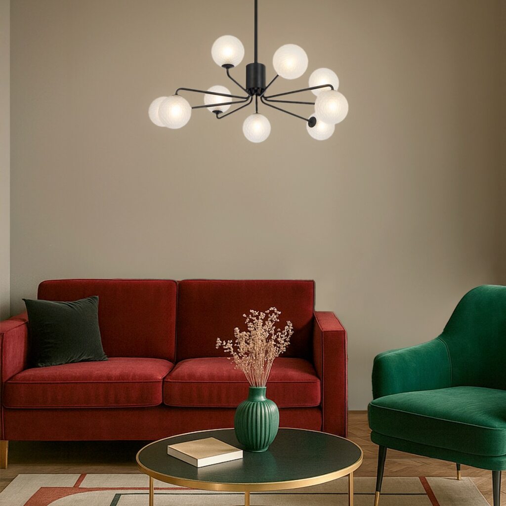 FELTON 9 Pendant Light - Black/Frost Tear