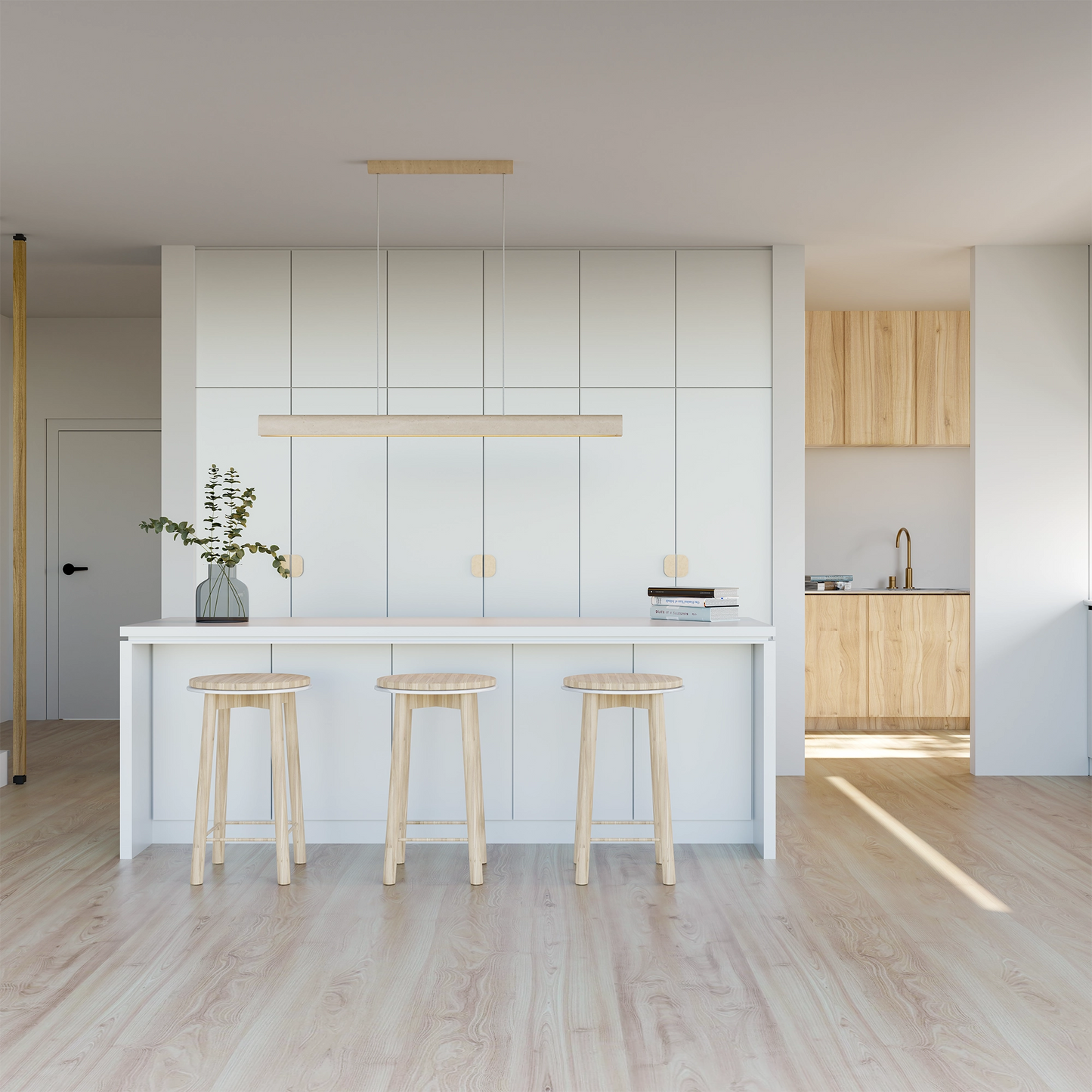 Calibo Inspire Crafted Travertine Tricolour LED Linear Pendant - Beige