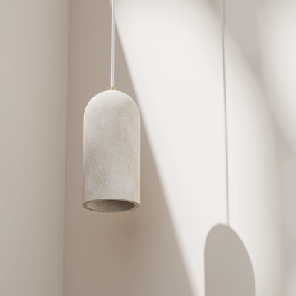 Calibo Inspire Crafted Travertine Round Top Cylinder Pendant Light - Beige
