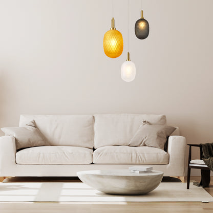 Calibo Lark Diamond Pattern 150mm Glass Pendant - Amber