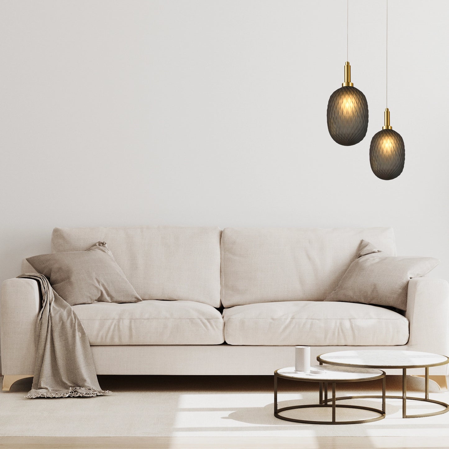 Calibo Lark Diamond Pattern 150mm Glass Pendant - Smoke