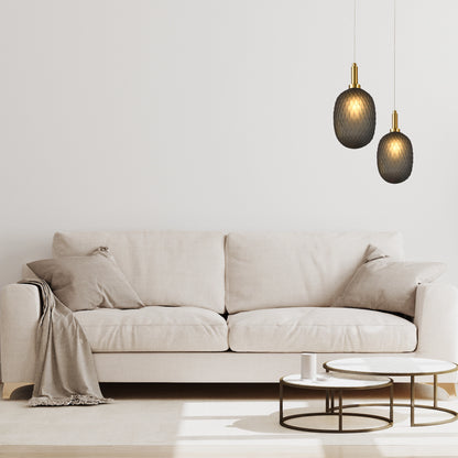 Calibo Lark Diamond Pattern 150mm Glass Pendant - Smoke