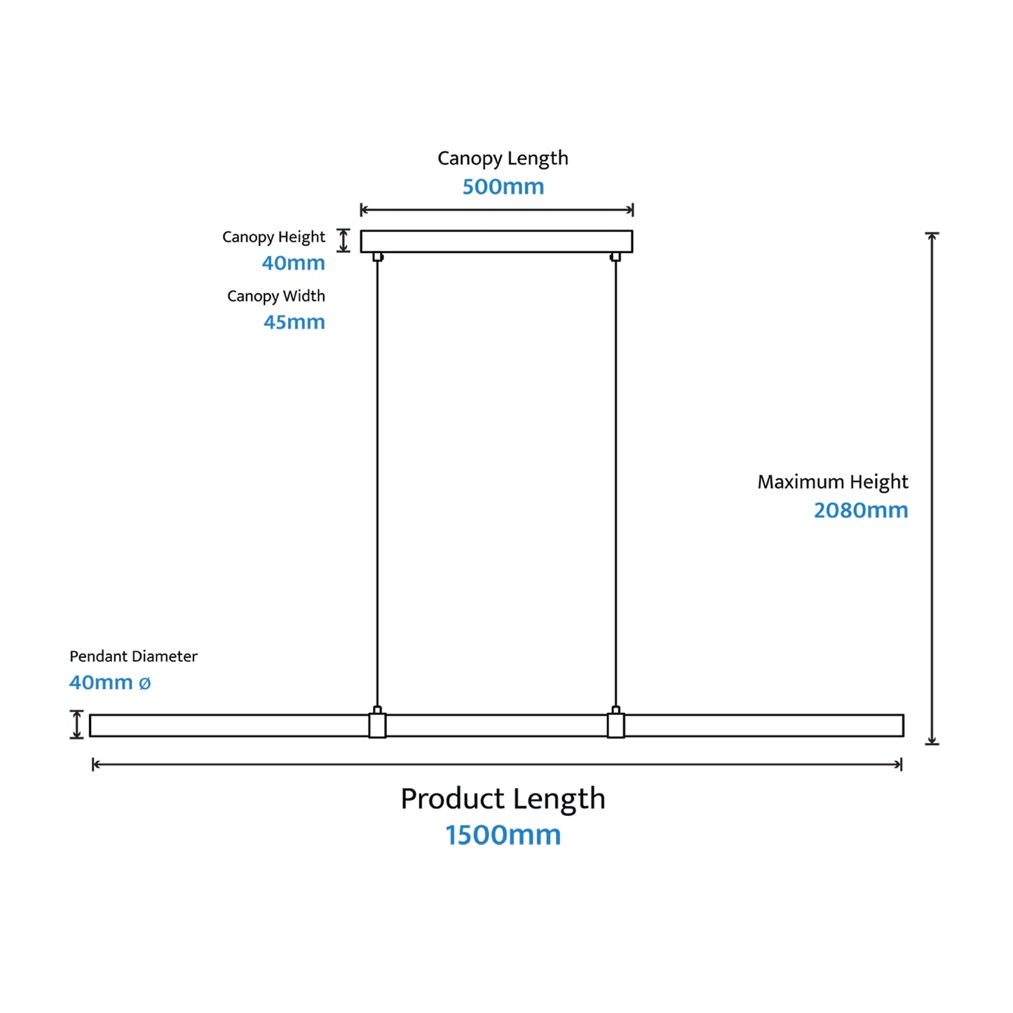 Calibo Aquila 1500mm Timber Tubular LED Linear Pendant with Brass Finish Collar - Black Ash with Black