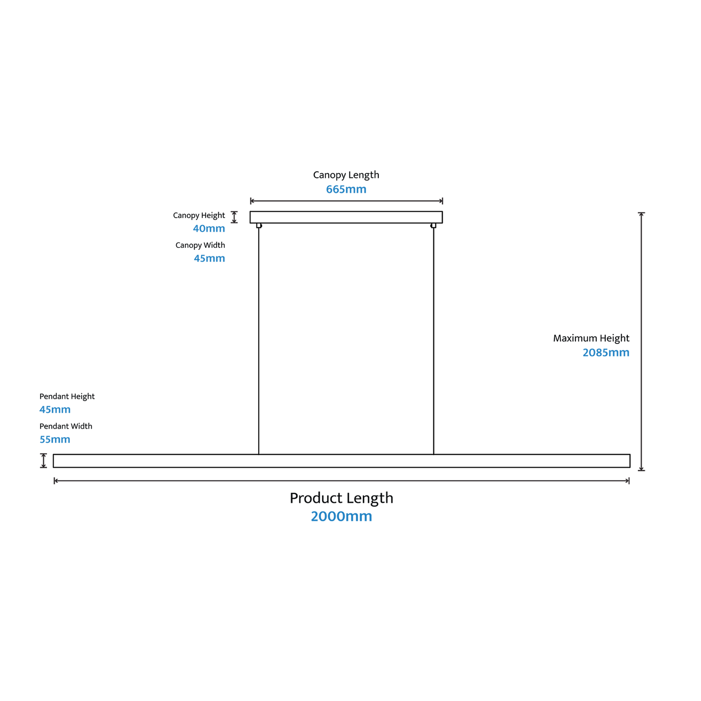 Calibo Avocent 2000mm Slim Timber Triangular Edge LED Linear Pendant - Walnut with Black