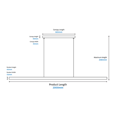 Calibo Avocent 2000mm Slim Timber Triangular Edge LED Linear Pendant - Walnut with Black