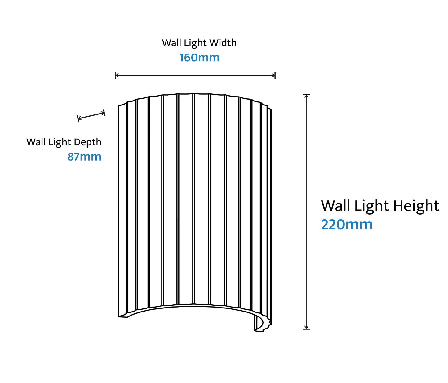 Calibo Munia Sculptural Fluted Up/Down Wall Light with Paintable Gypsum Surface - White