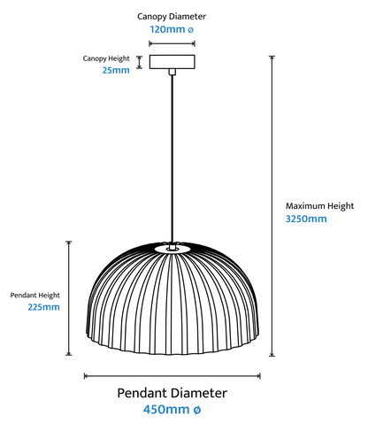 Calibo Rachis Modern Minimalist Fluted Dome Pendant - 450mm