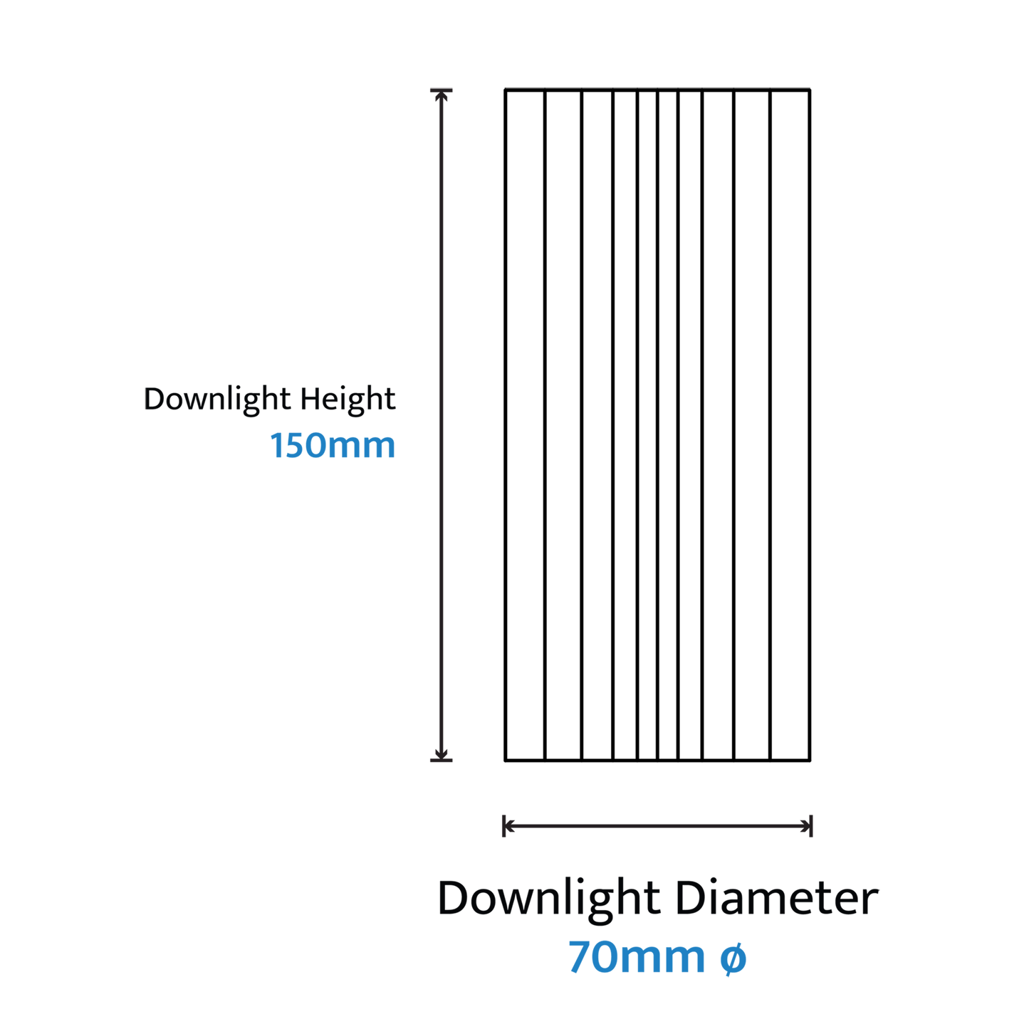 Calibo Canary Fluted 150mm Surface Mounted Downlight - Black