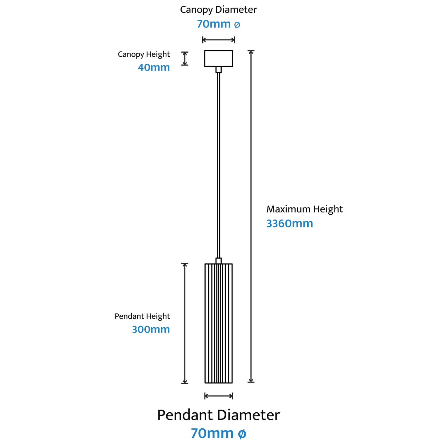 Calibo Canary Fluted 300mm Pendant - Brass