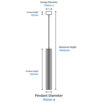 Calibo Canary Fluted 500mm Pendant - Black