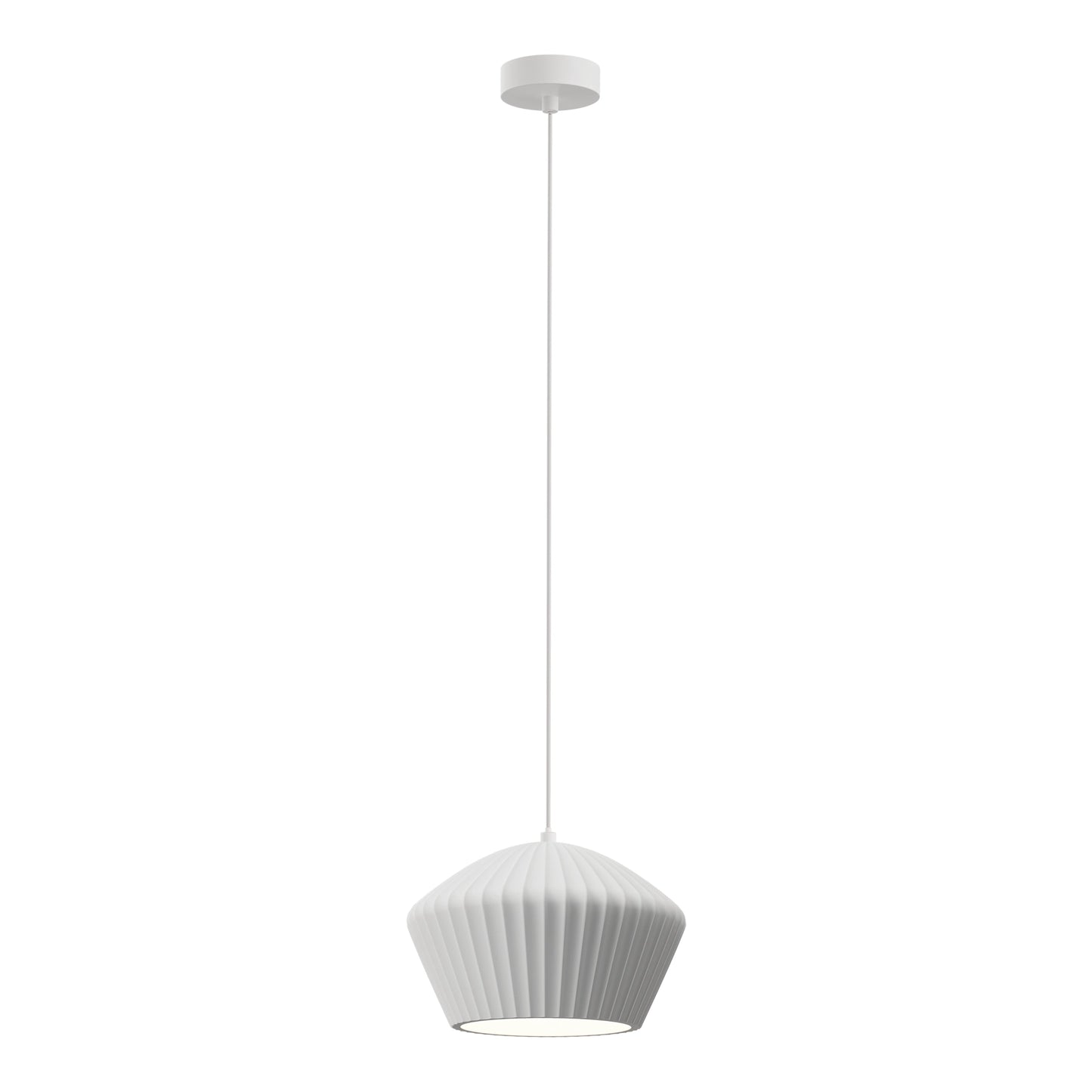 Calibo Munia Sculptural Fluted Dome Pendant with Paintable Gypsum Surface - White