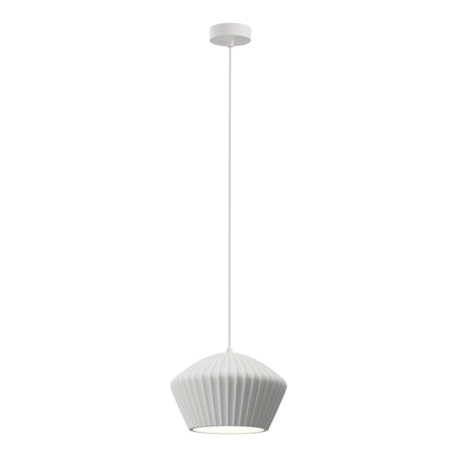 Calibo Munia Sculptural Fluted Dome Pendant with Paintable Gypsum Surface - White