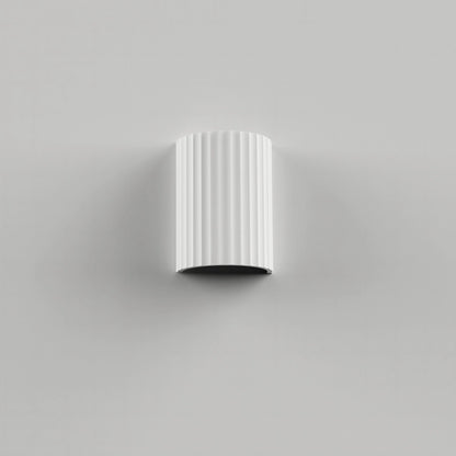 Calibo Munia Sculptural Fluted Up/Down Wall Light with Paintable Gypsum Surface - White