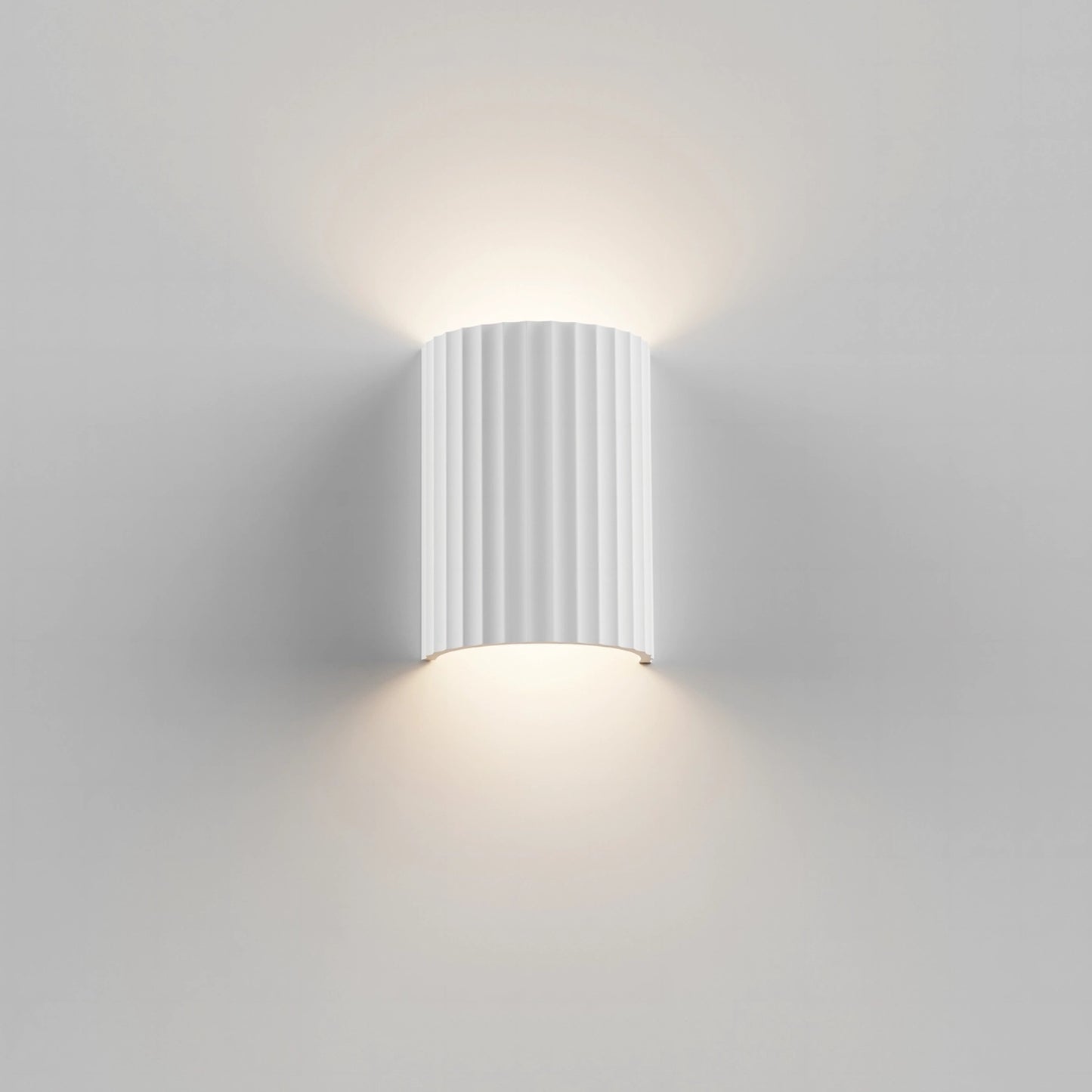 Calibo Munia Sculptural Fluted Up/Down Wall Light with Paintable Gypsum Surface - White