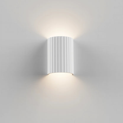 Calibo Munia Sculptural Fluted Up/Down Wall Light with Paintable Gypsum Surface - White