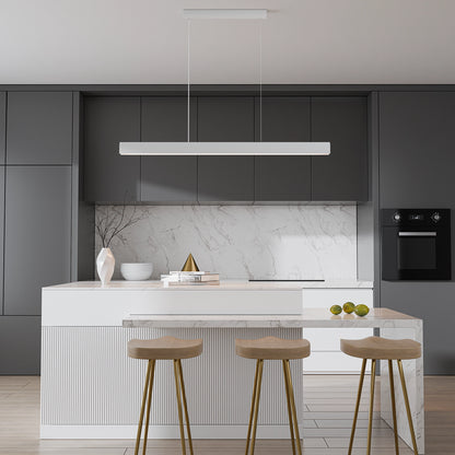 Calibo Munia Sculptural Ribbed LED Linear Pendant with Paintable Gypsum Surface - White
