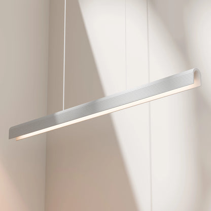 Calibo Munia Sculptural Ribbed LED Linear Pendant with Paintable Gypsum Surface - White