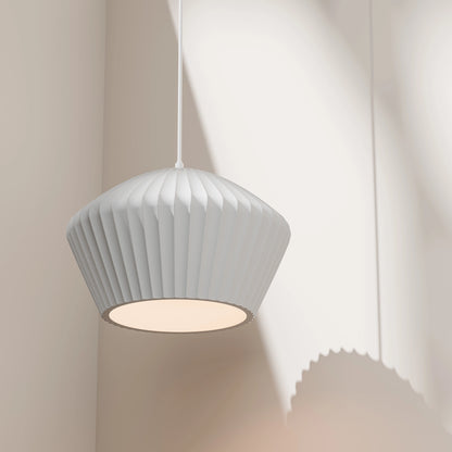 Calibo Munia Sculptural Fluted Dome Pendant with Paintable Gypsum Surface - White