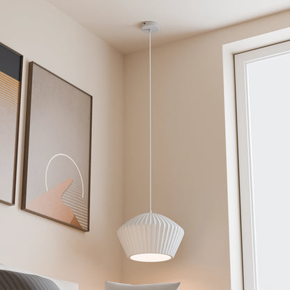 Calibo Munia Sculptural Fluted Dome Pendant with Paintable Gypsum Surface - White