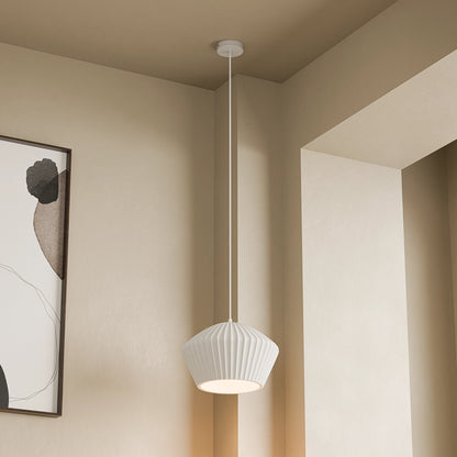 Calibo Munia Sculptural Fluted Dome Pendant with Paintable Gypsum Surface - White