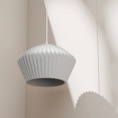 Calibo Munia Sculptural Fluted Dome Pendant with Paintable Gypsum Surface - White