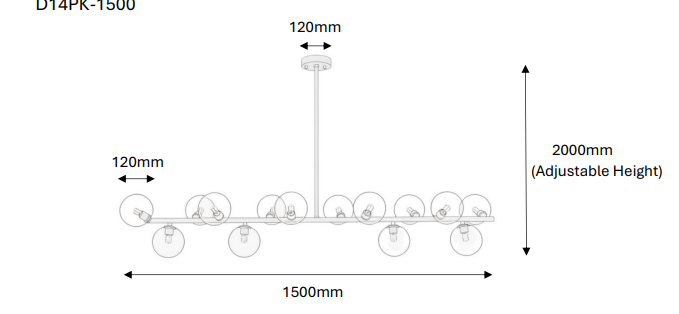 Zodo Linear Pendant 14 Light - Gold