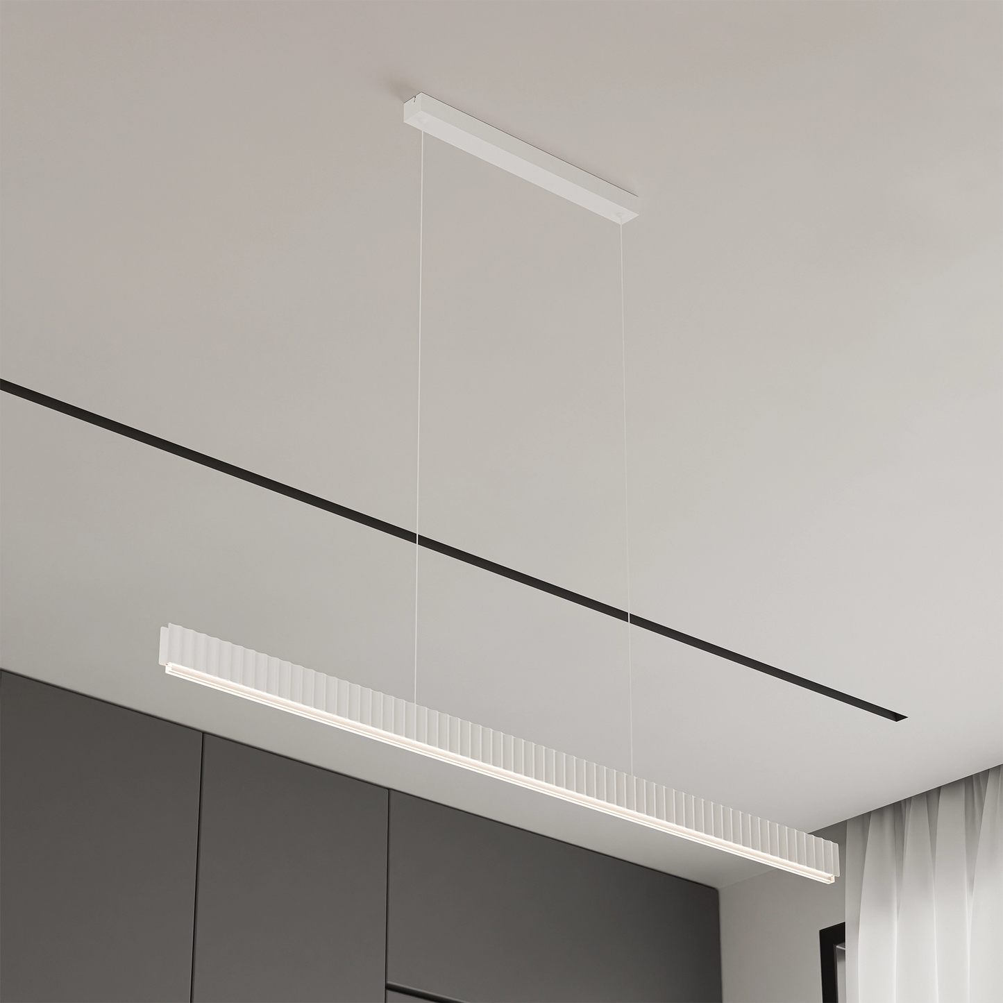 Calibo Prinia Modern Fluted 1532mm Linear Pendant Light - White