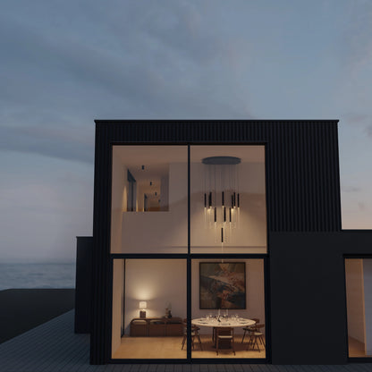 Calibo Rhea 14 Light Pencil Drop LED Pendant - Black