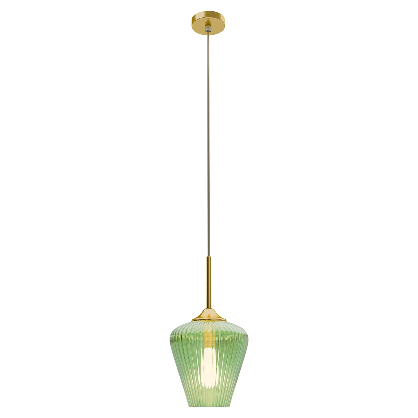 Calibo Ribbon Fluted Glass 230mm Pendant Light - Green