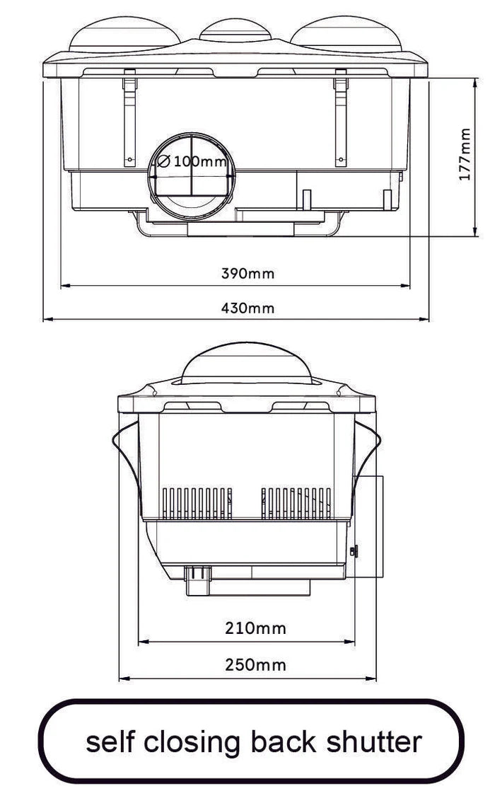 Modura BathLux2- 3 in 1 Bathroom Heater Exhaust Fan and Light Instant Heat-Silver