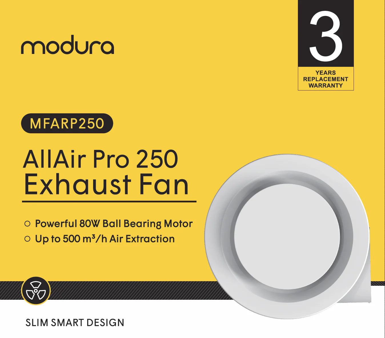 Modura AllAirPro 250 Ceiling Exhaust Fan Round (High Air Extraction)