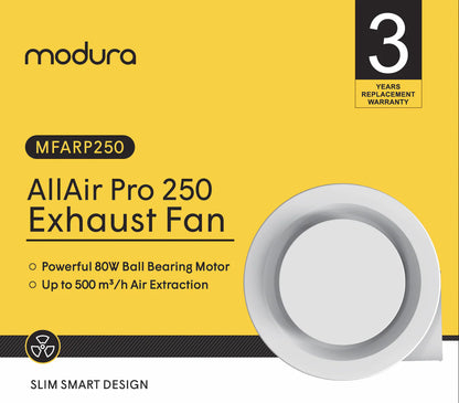 Modura AllAirPro 250 Ceiling Exhaust Fan Round (High Air Extraction)