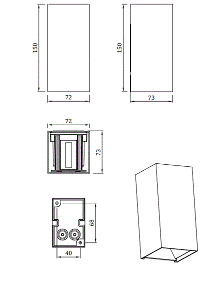 Moderno Wall Light IP65 Up & Down - Black