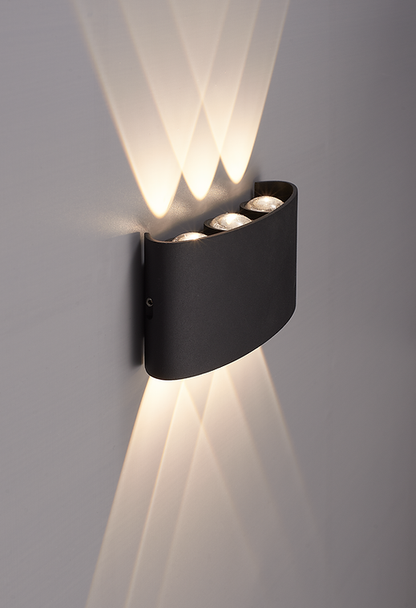 3A Fortuna 6 Light Up And Down Wall Light- Black