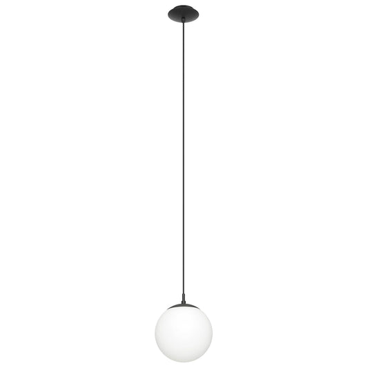 Rondo Glass Ball Pendant Light, Small, Opal / Black