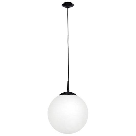 Rondo Glass Ball Pendant Light, Medium, Opal / Black