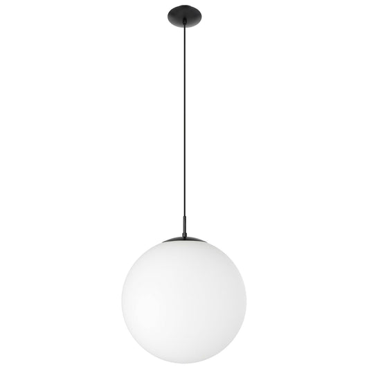 Rondo Glass Ball Pendant Light, Extra Large, Opal / Black