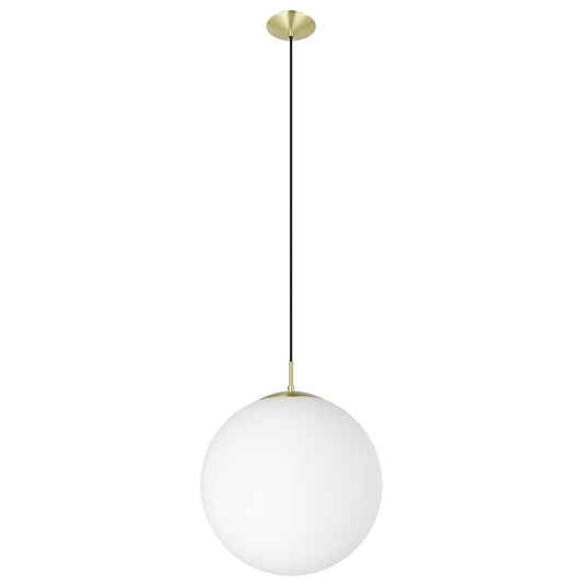 Rondo Glass Ball Pendant Light, Extra Large, Opal / Brass